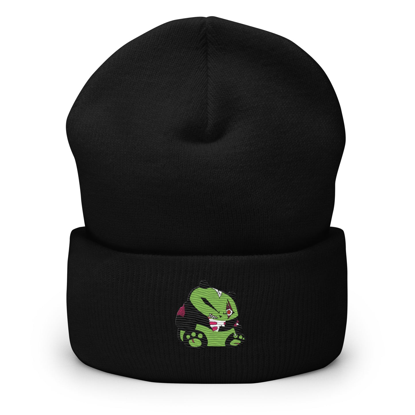 Zombie Panda Cuffed Beanie - Embroidered