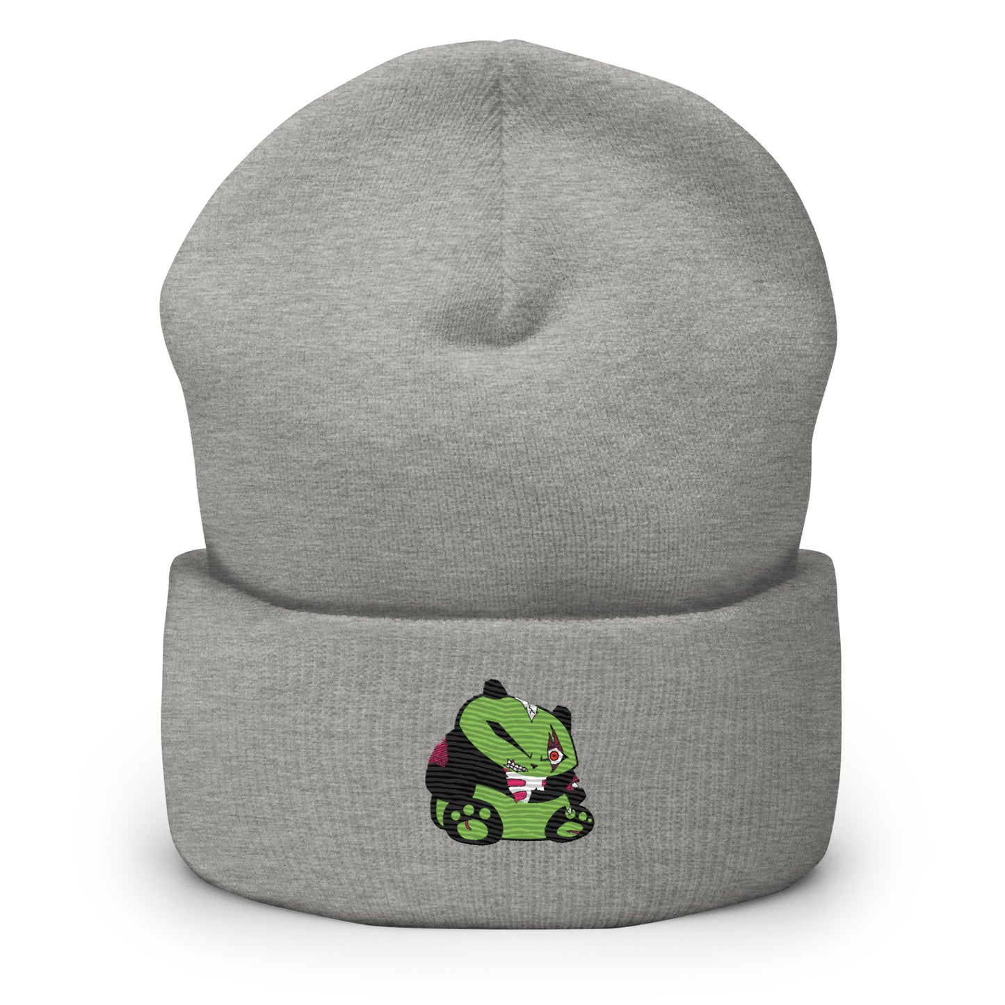 Zombie Panda Cuffed Beanie - Embroidered