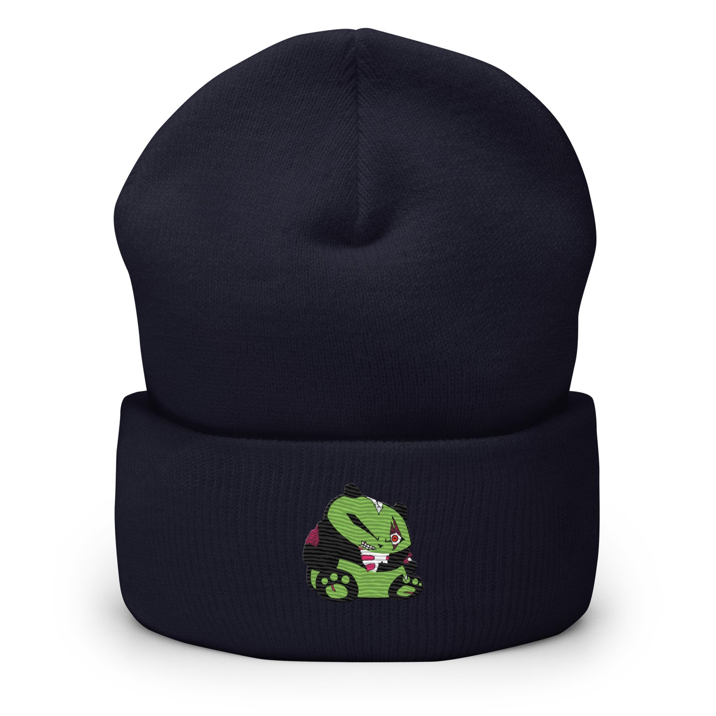 Zombie Panda Cuffed Beanie - Embroidered
