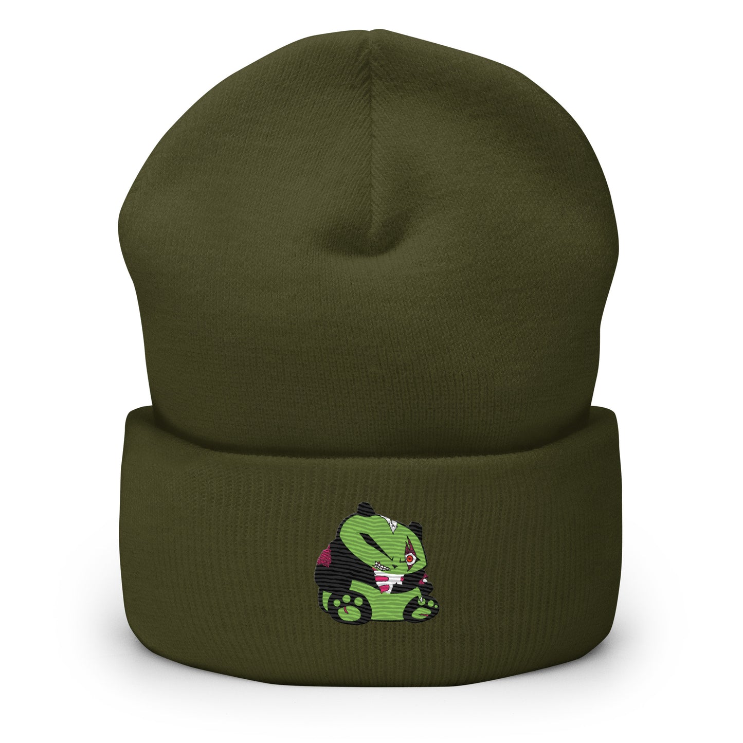 Zombie Panda Cuffed Beanie - Embroidered