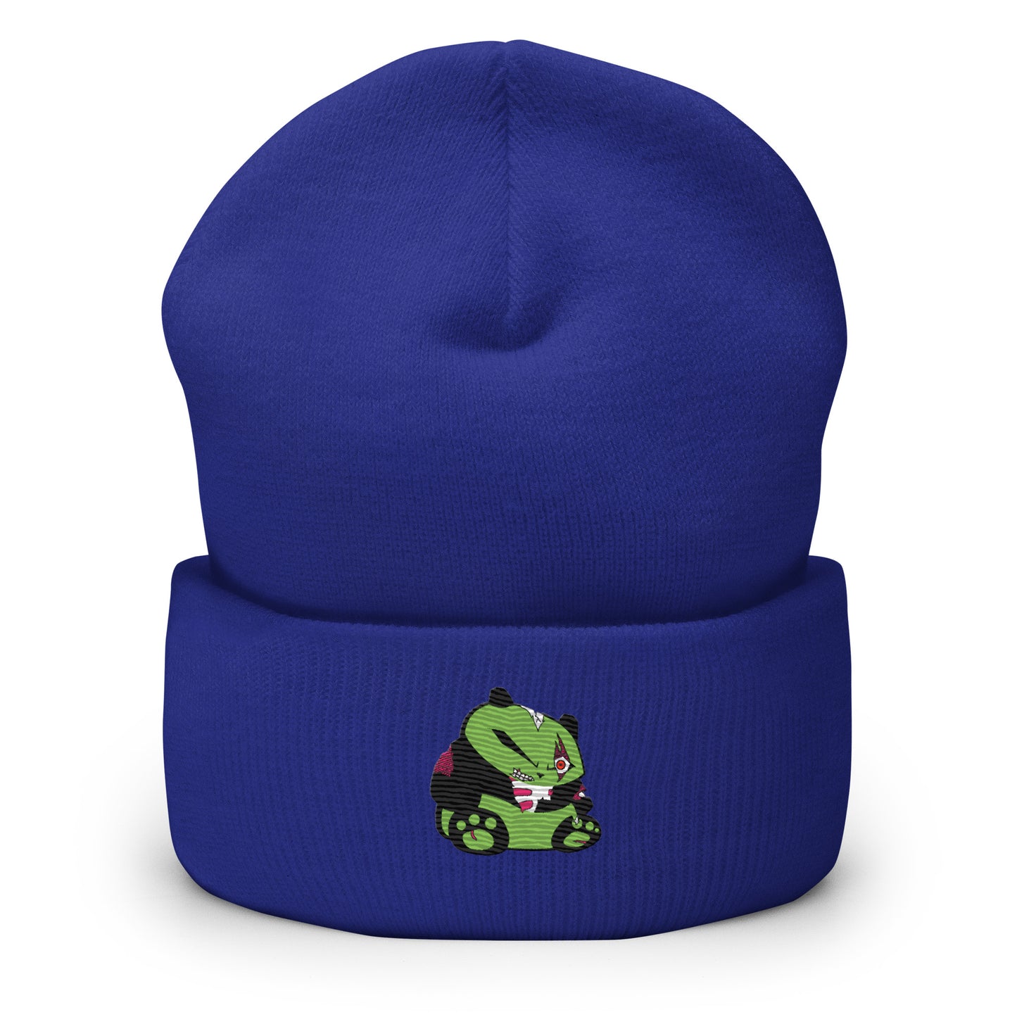 Zombie Panda Cuffed Beanie - Embroidered