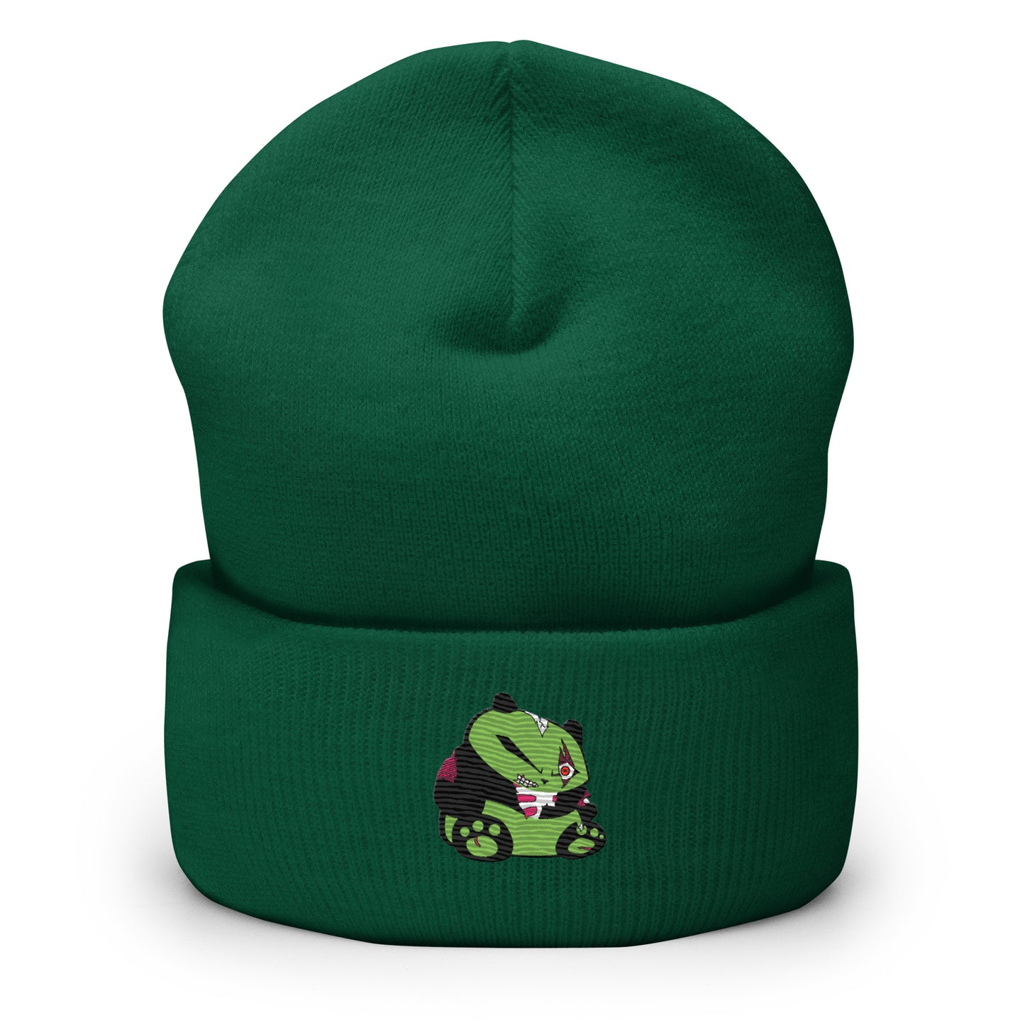 Zombie Panda Cuffed Beanie - Embroidered