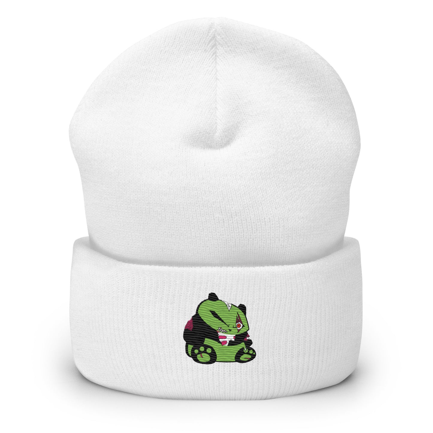 Zombie Panda Cuffed Beanie - Embroidered