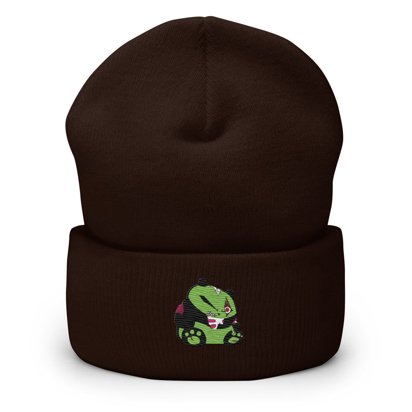 Zombie Panda Cuffed Beanie - Embroidered