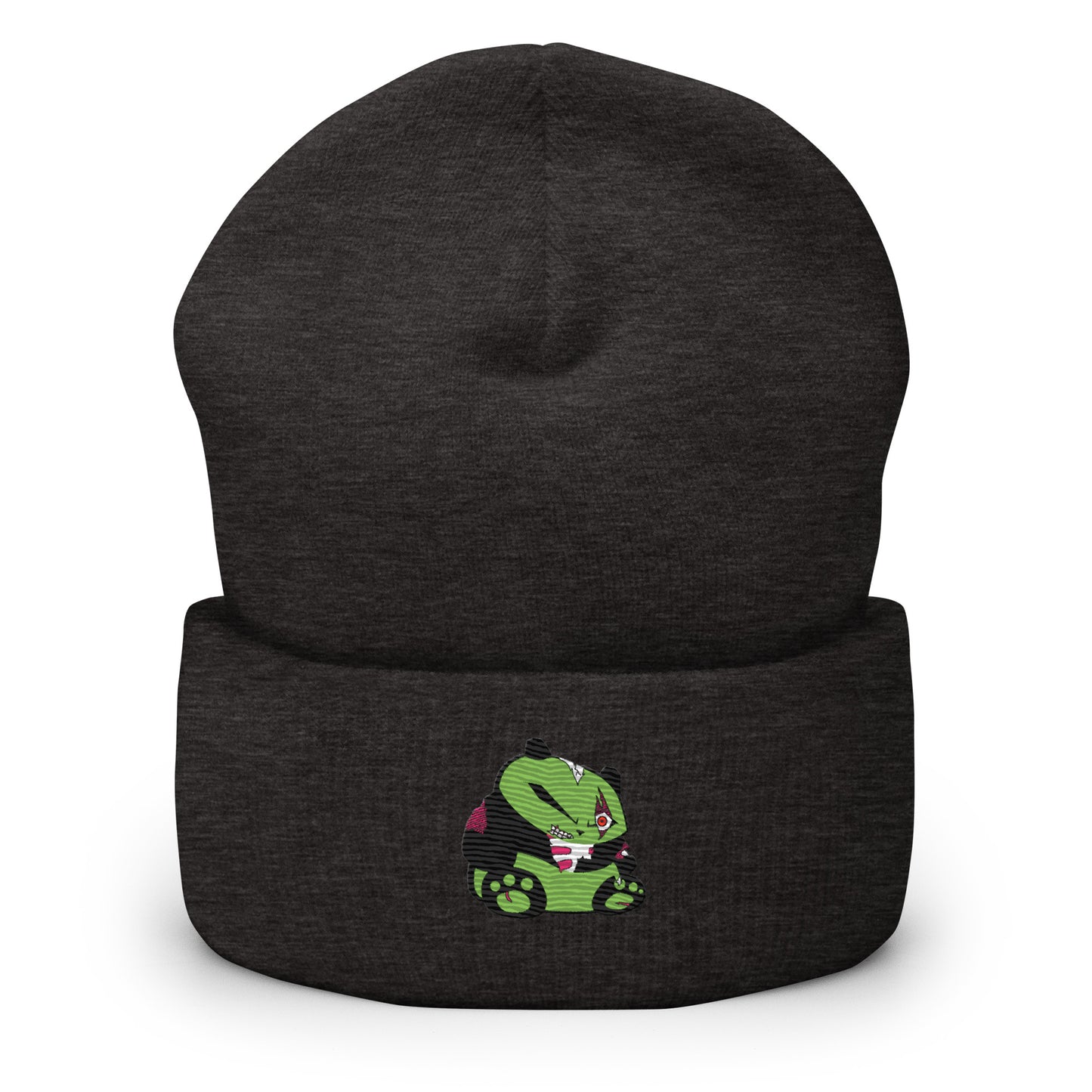 Zombie Panda Cuffed Beanie - Embroidered